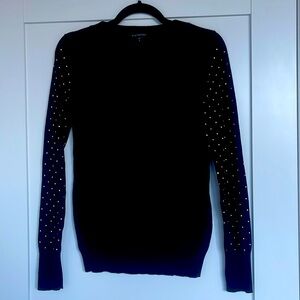 Express crew neck sweater with gold embellishments on sleeves